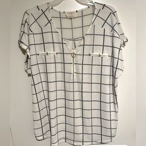 Plus Size white and black squares Top